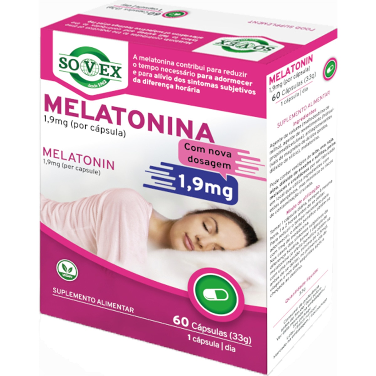 Melatonina embalagem 60 cápsulas