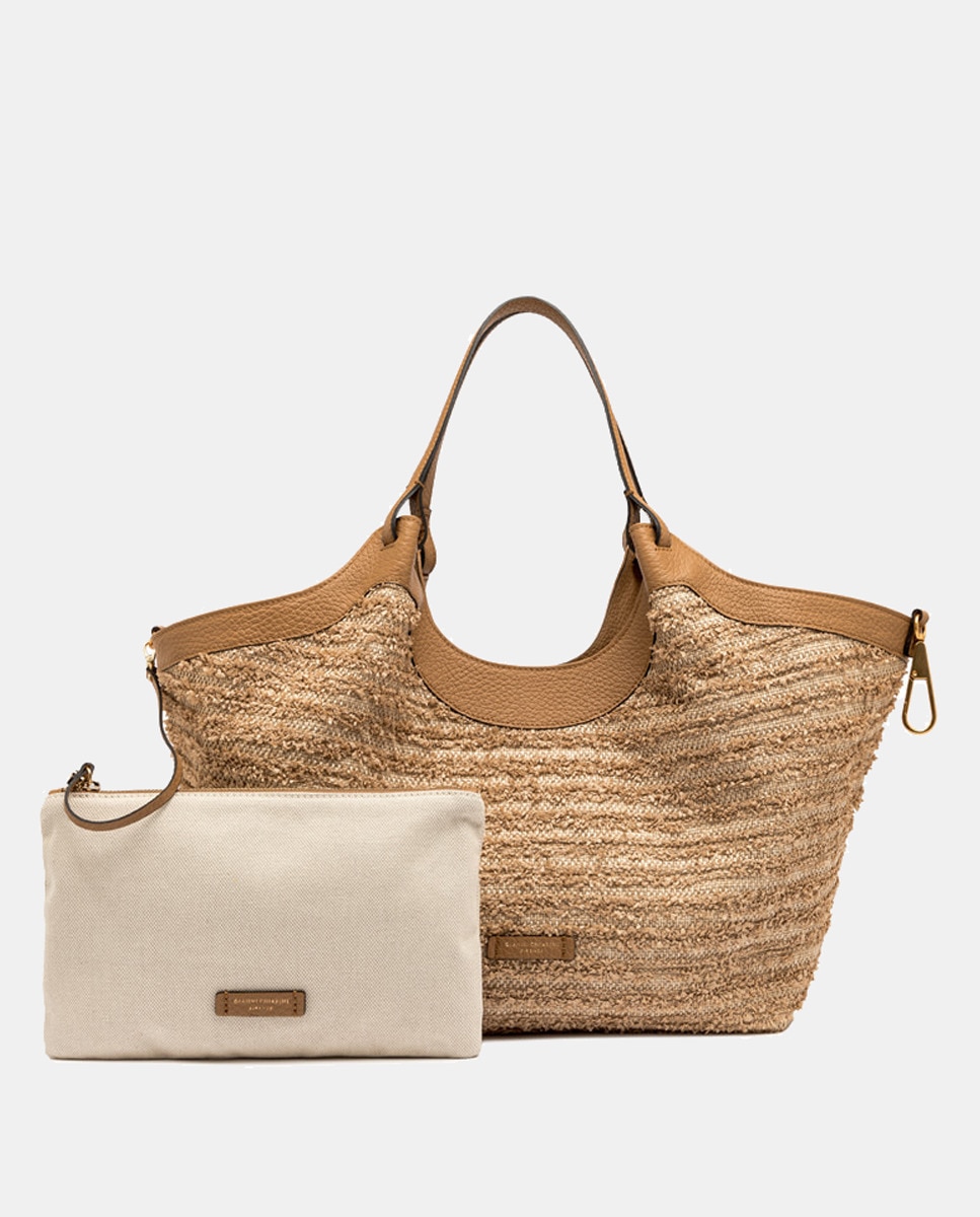 Mala de Ombro Grande em Ráfia: Inclui Pochette Natural-5