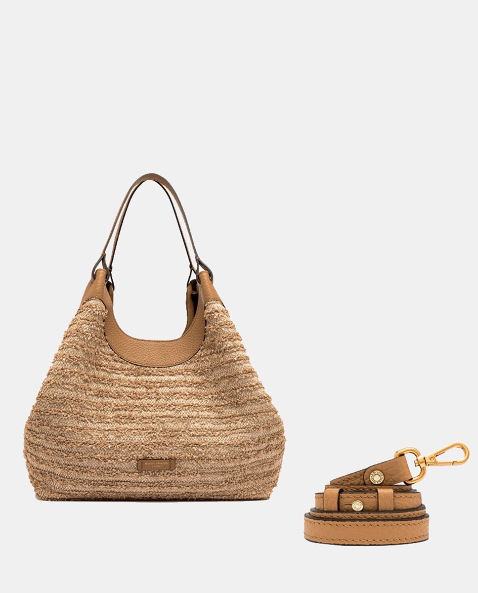 Mala de Ombro Grande em Ráfia: Inclui Pochette Natural-1