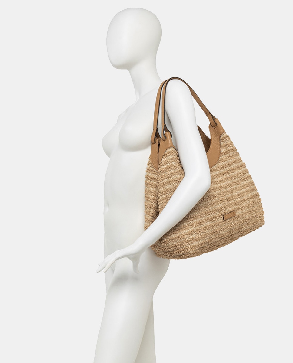 Mala de Ombro Grande em Ráfia: Inclui Pochette Natural-2