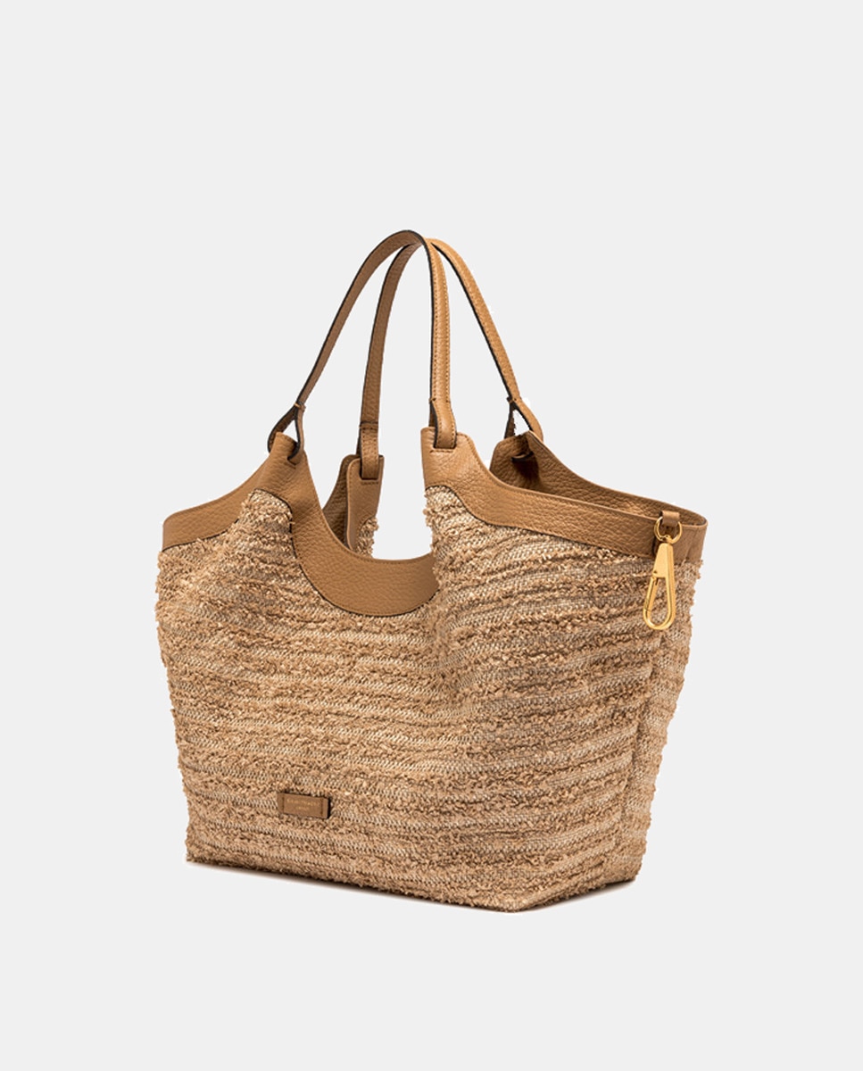 Mala de Ombro Grande em Ráfia: Inclui Pochette Natural-3