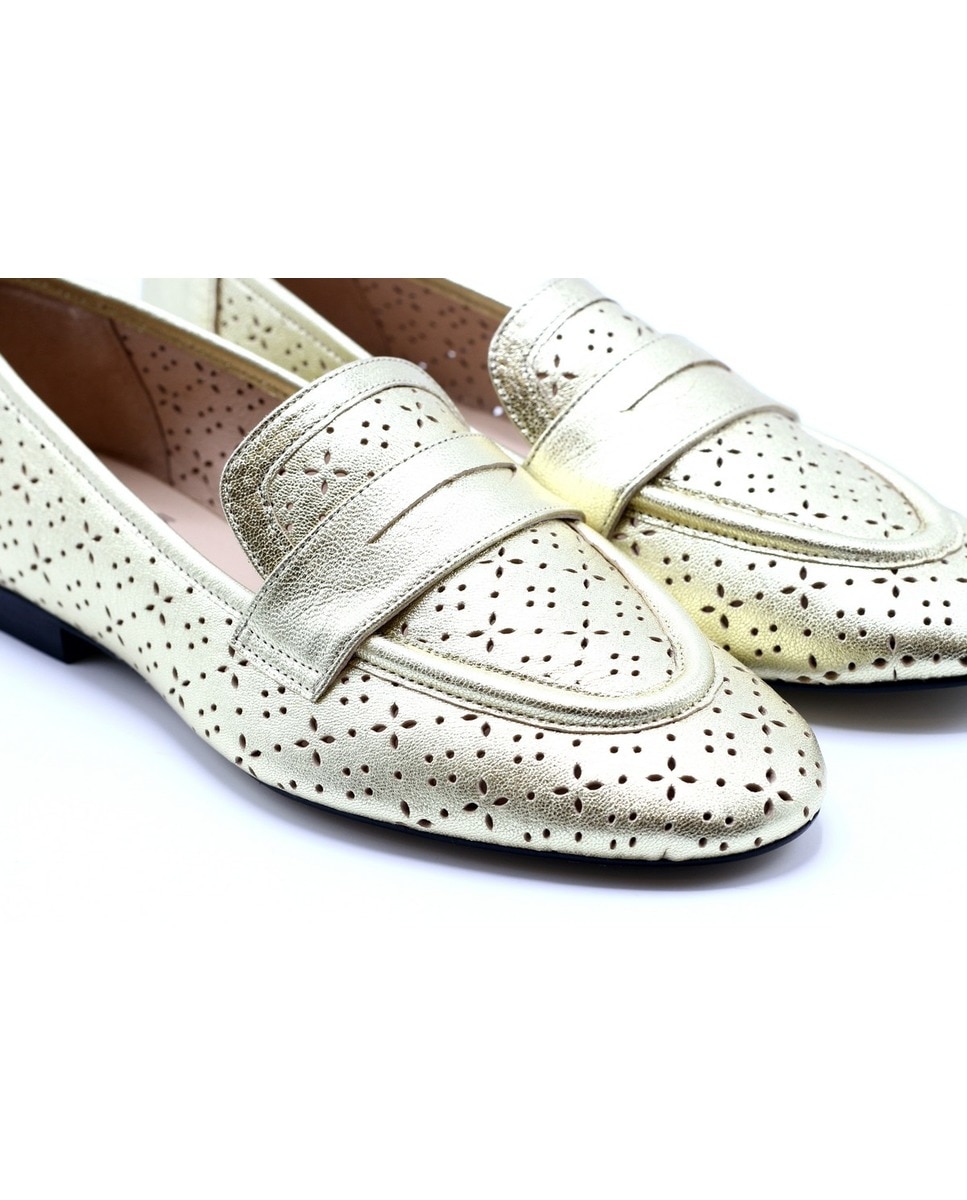 Mocasin Pele Champagne Champanhe-5