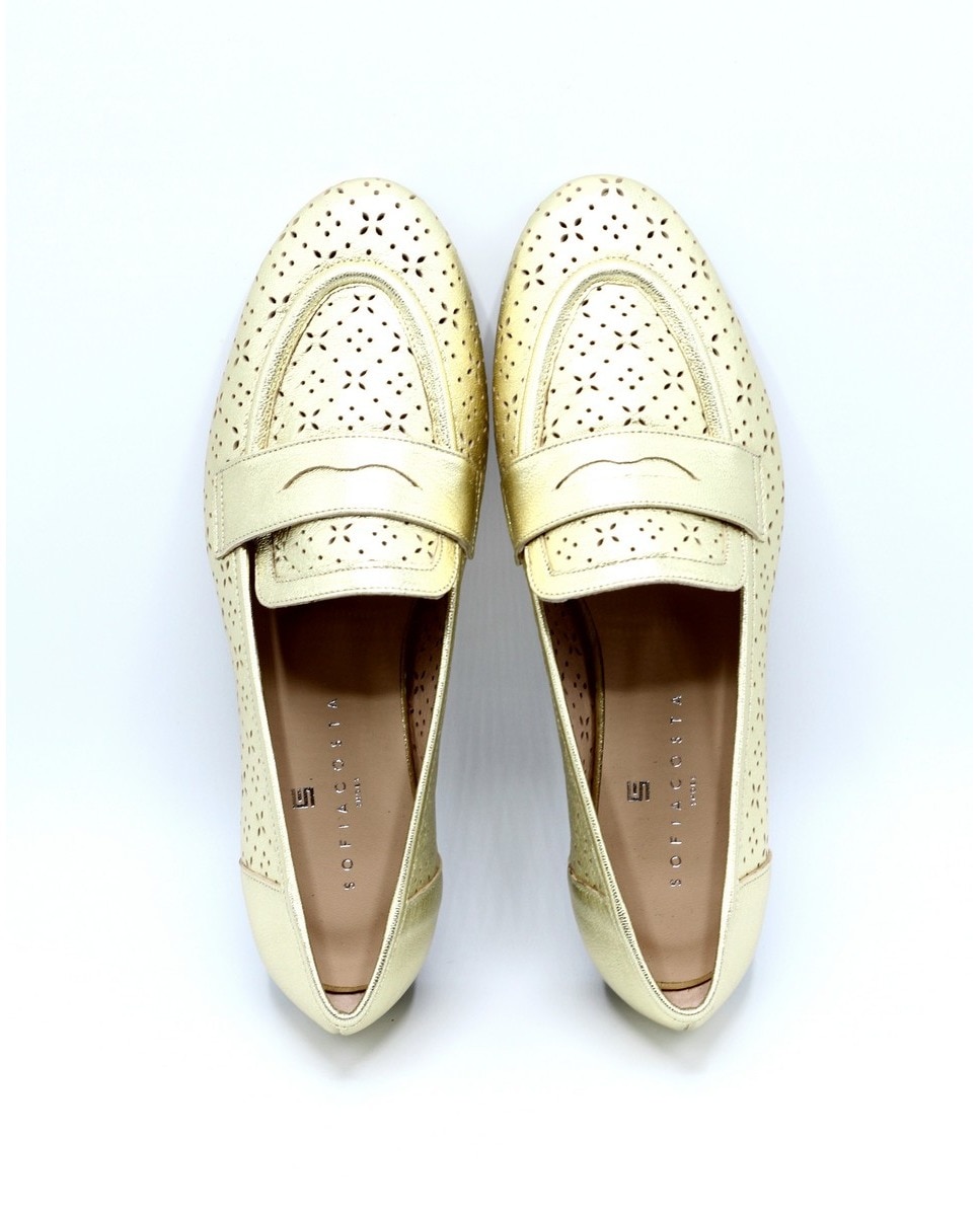 Mocasin Pele Champagne Champanhe-4
