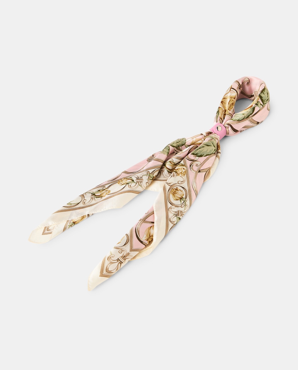 Lenço com Estampado Floral Rosa-1