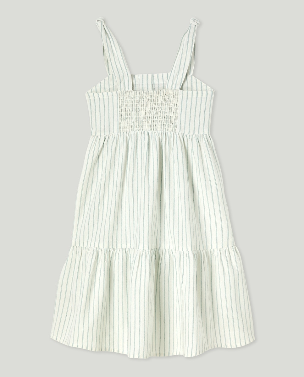 Vestido niña tirantes con lino Verde-2