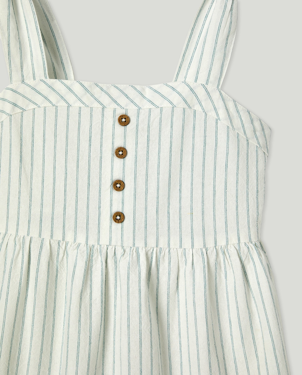 Vestido niña tirantes con lino Verde-3