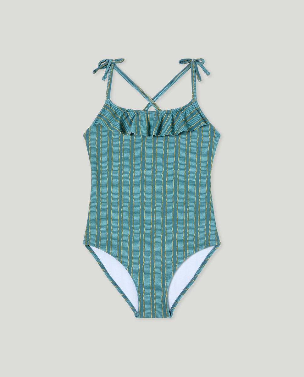 Bañador niña con estampado étnico Turquesa-1