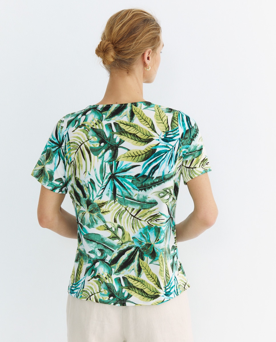 T-shirt estampada de mulher com manga curta Verde-3