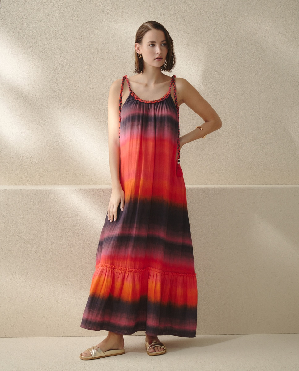 Vestido comprido com alças Multicolor-1