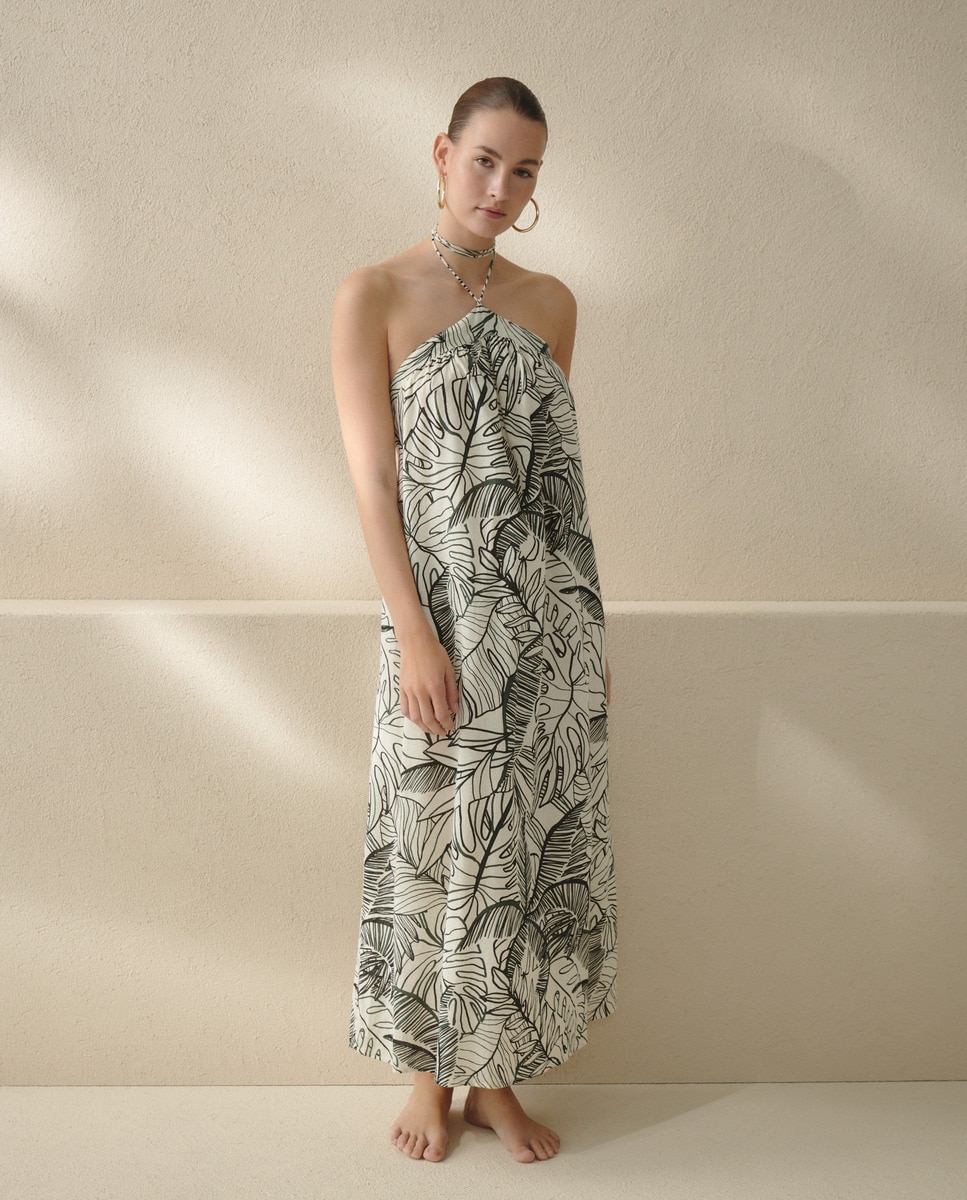 Vestido Halter com Detalhe de Peças Branco-3