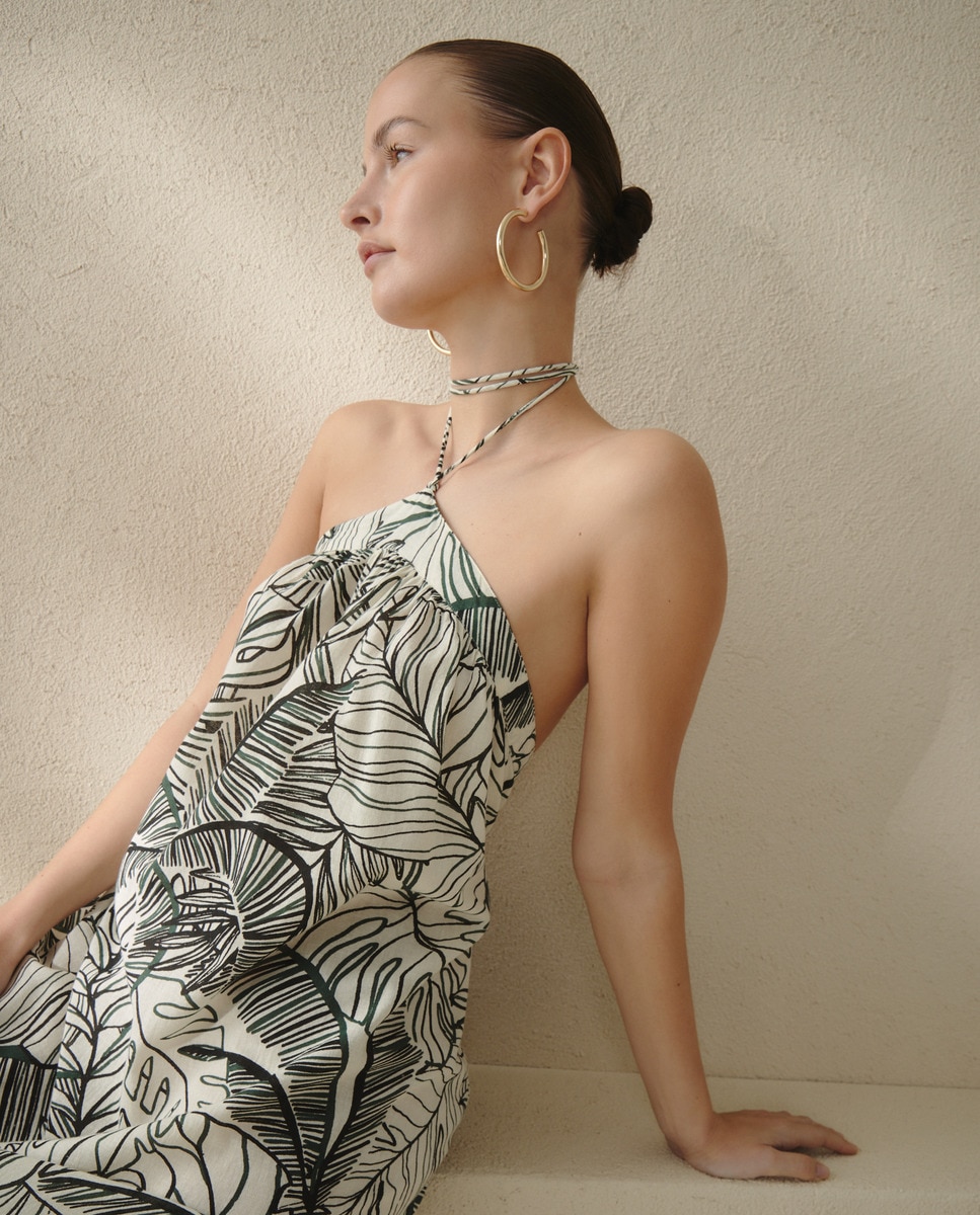 Vestido Halter com Detalhe de Peças Branco-1