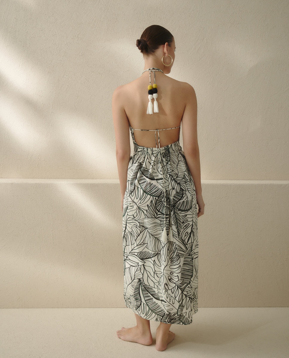 Vestido Halter com Detalhe de Peças Branco-2