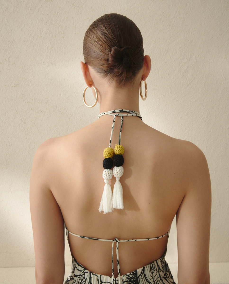 Vestido Halter com Detalhe de Peças Branco-6