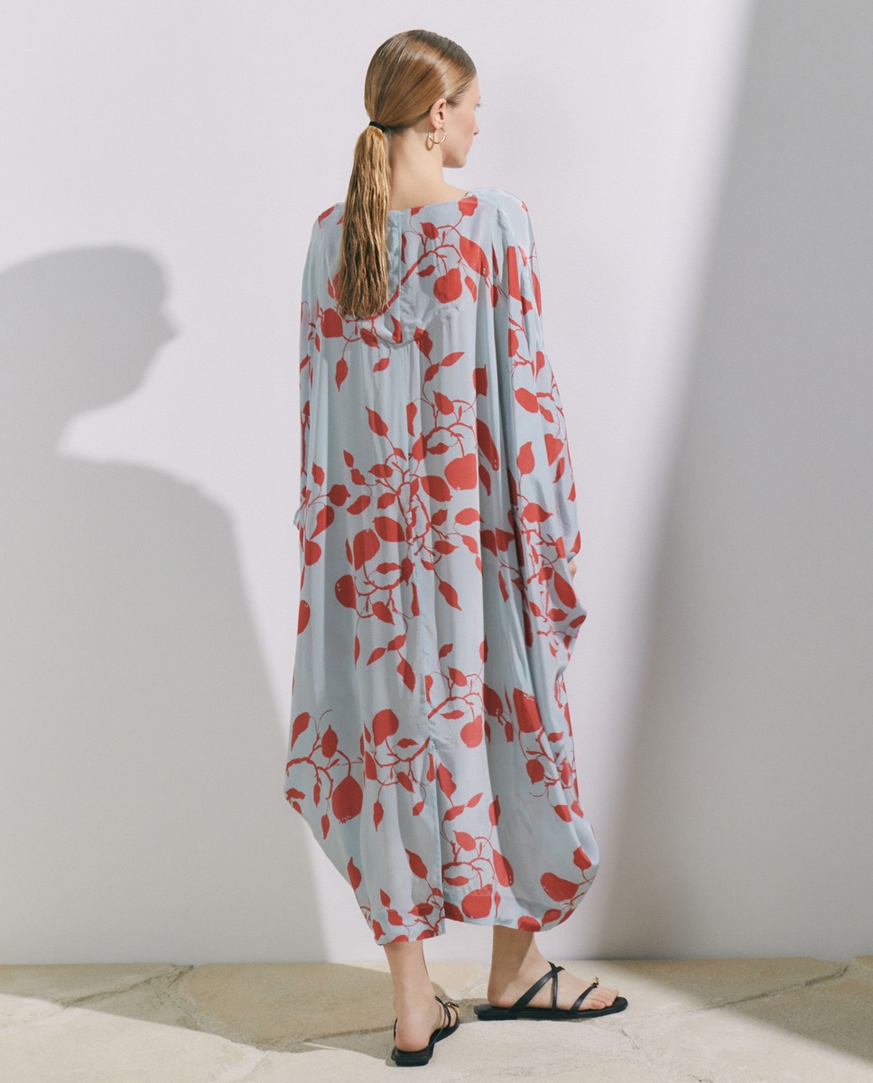 Kaftan com Estampado Bicolor Celeste-3