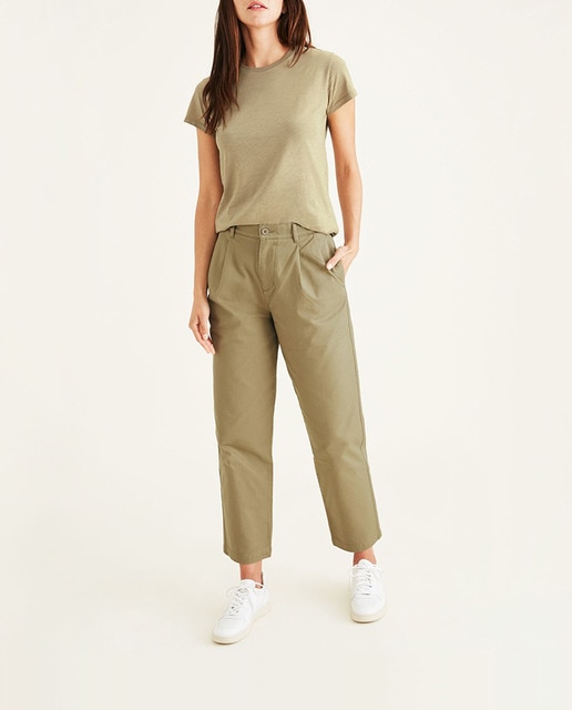 Imagen 0 de Pantalón chino de mujer con cintura alta y pinzas