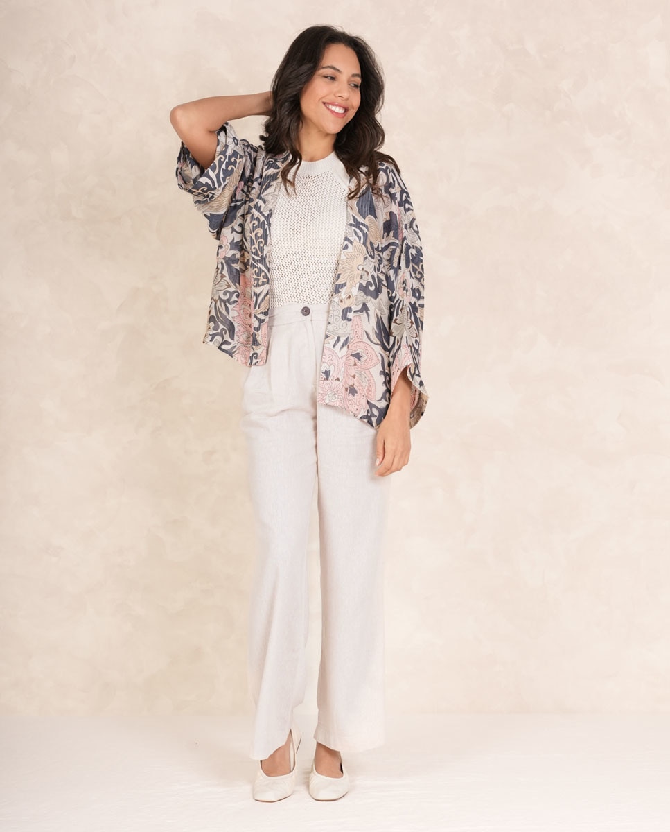 Kimono Curto Cinzento-5