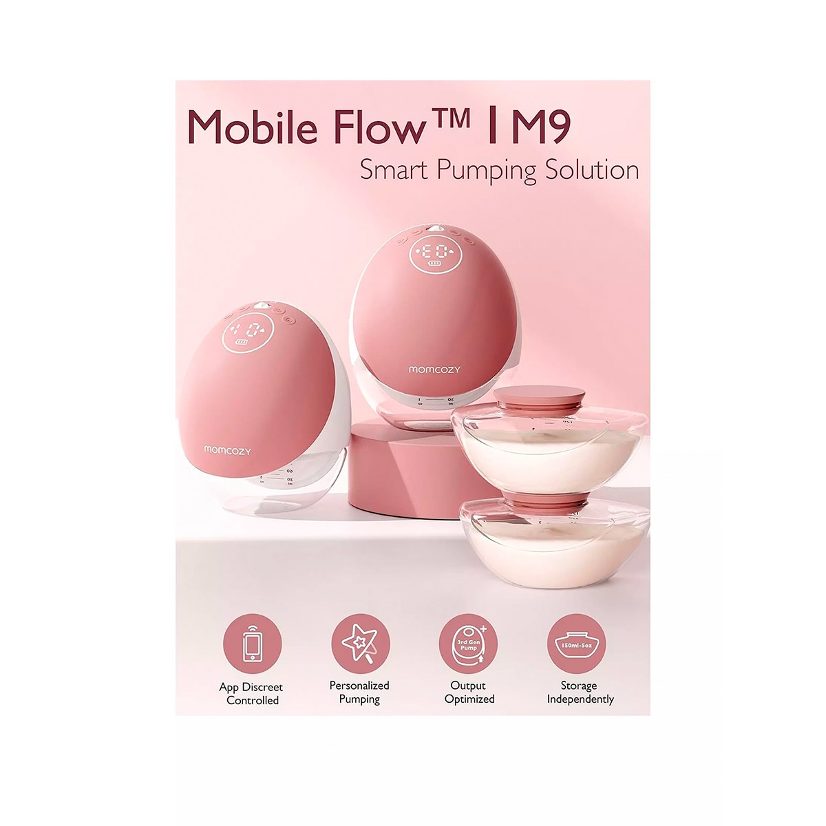 Sacaleches MOMCOZY M9 Doble control por APP Blanco-2