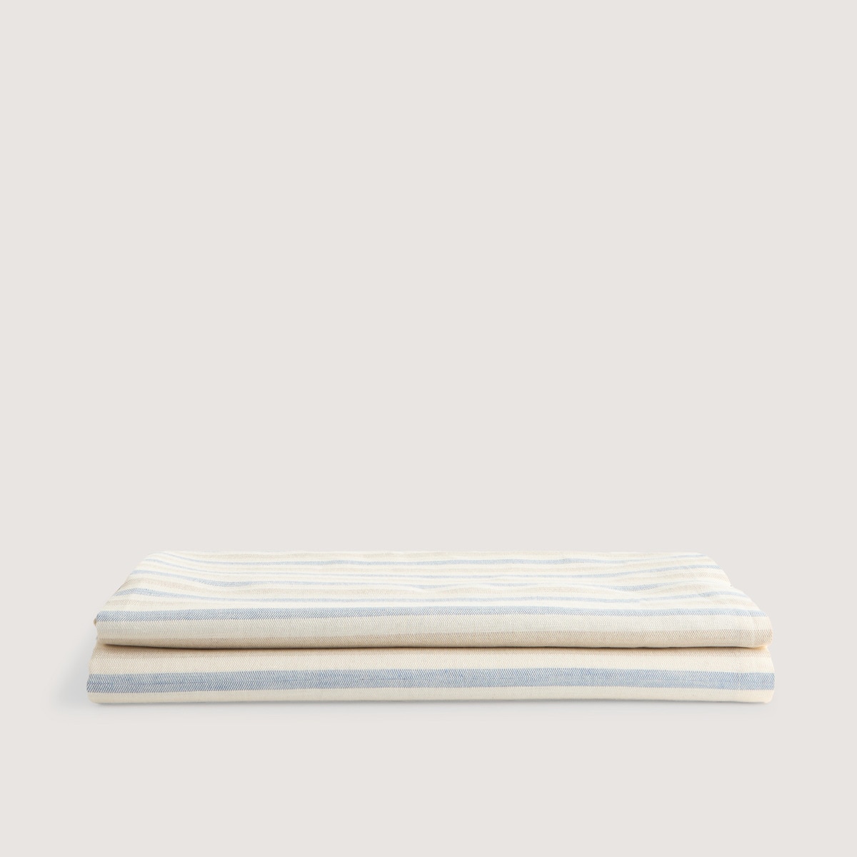 Toalha de Mesa de Algodão e Linho às Riscas Azul-2