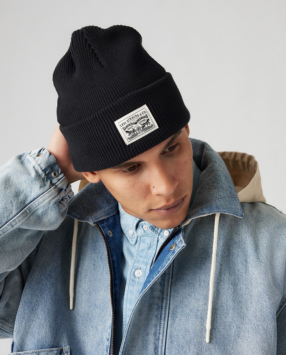 Gorro de Malha com Logótipo à Frente Preto-3