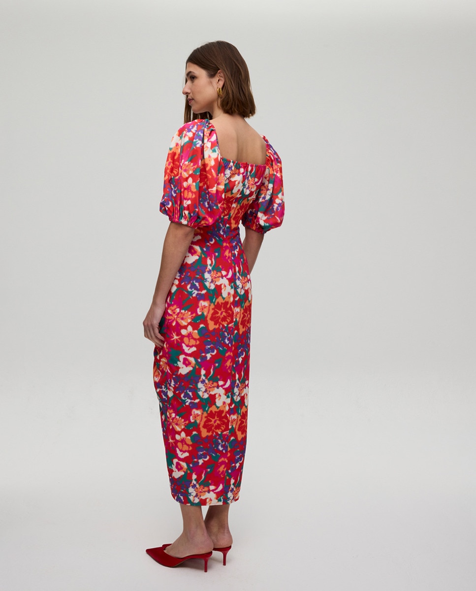 Vestido Midi Drapeado Multicolor-2