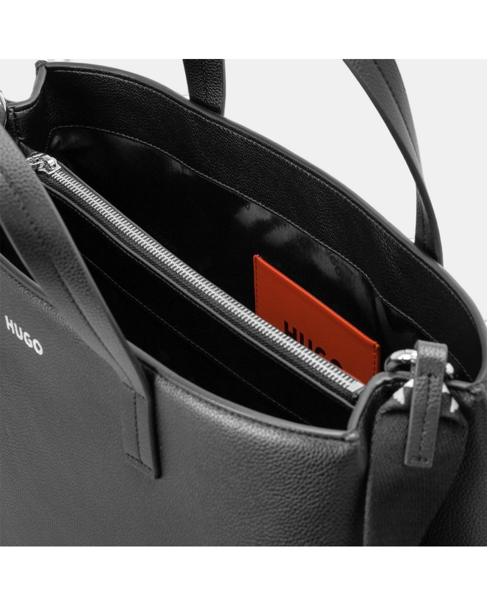 Mala Shopper com Alça Dupla em Contraste - Cru Preto-2