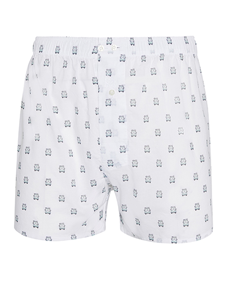 Boxers Estampados em Tecido Branco-1