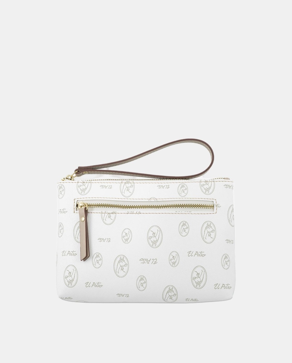 Pasta de Mão em Pele e Lona - Castanho Branco-1