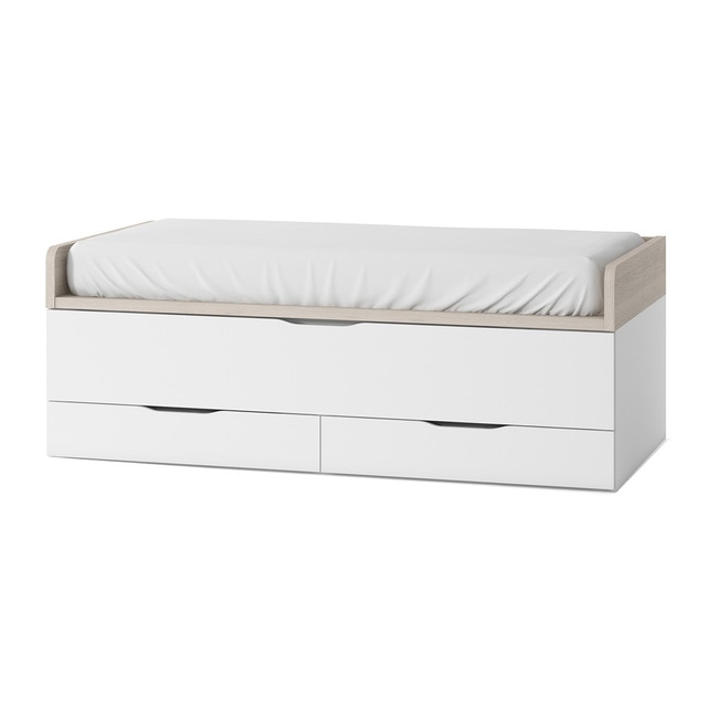 Imagem 0 de Cama com Gavetão e 2 Gavetas Rebaixadas e Encosto Baixo Mio