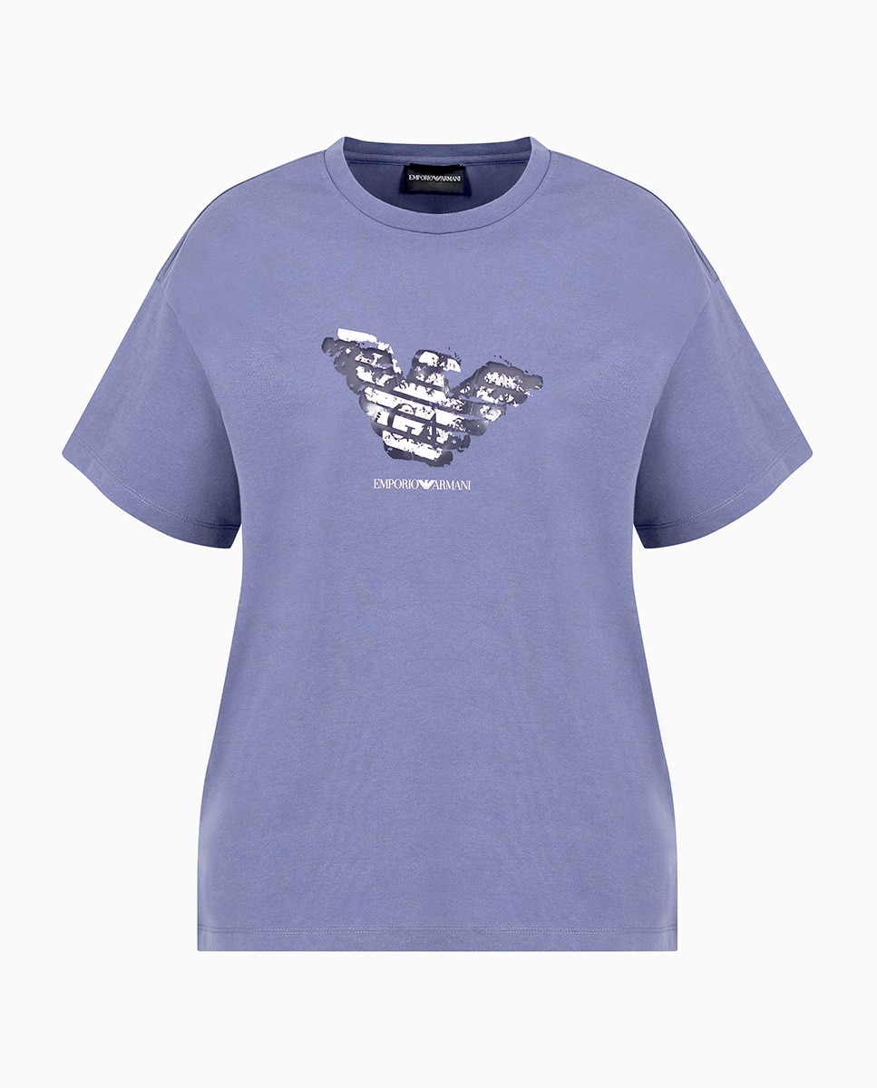 T-shirt Regular Fit com Logótipo Translúcido Azul-marinho-4