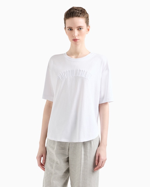 Imagen 0 de Camiseta de mujer en algodón supima con logo en relieve