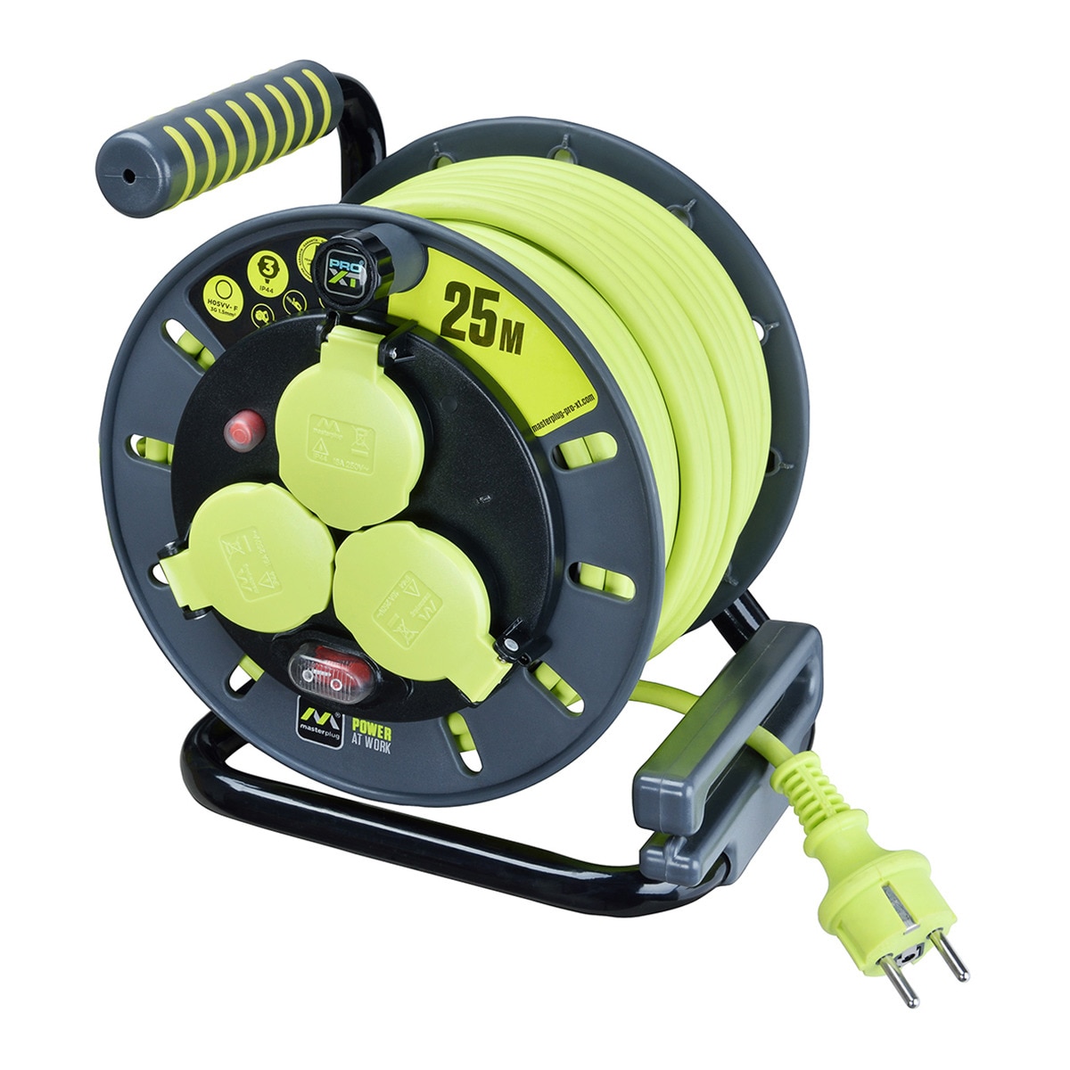 Enrollacables 3 Enchufes Tapa IP44 25m Verde-1