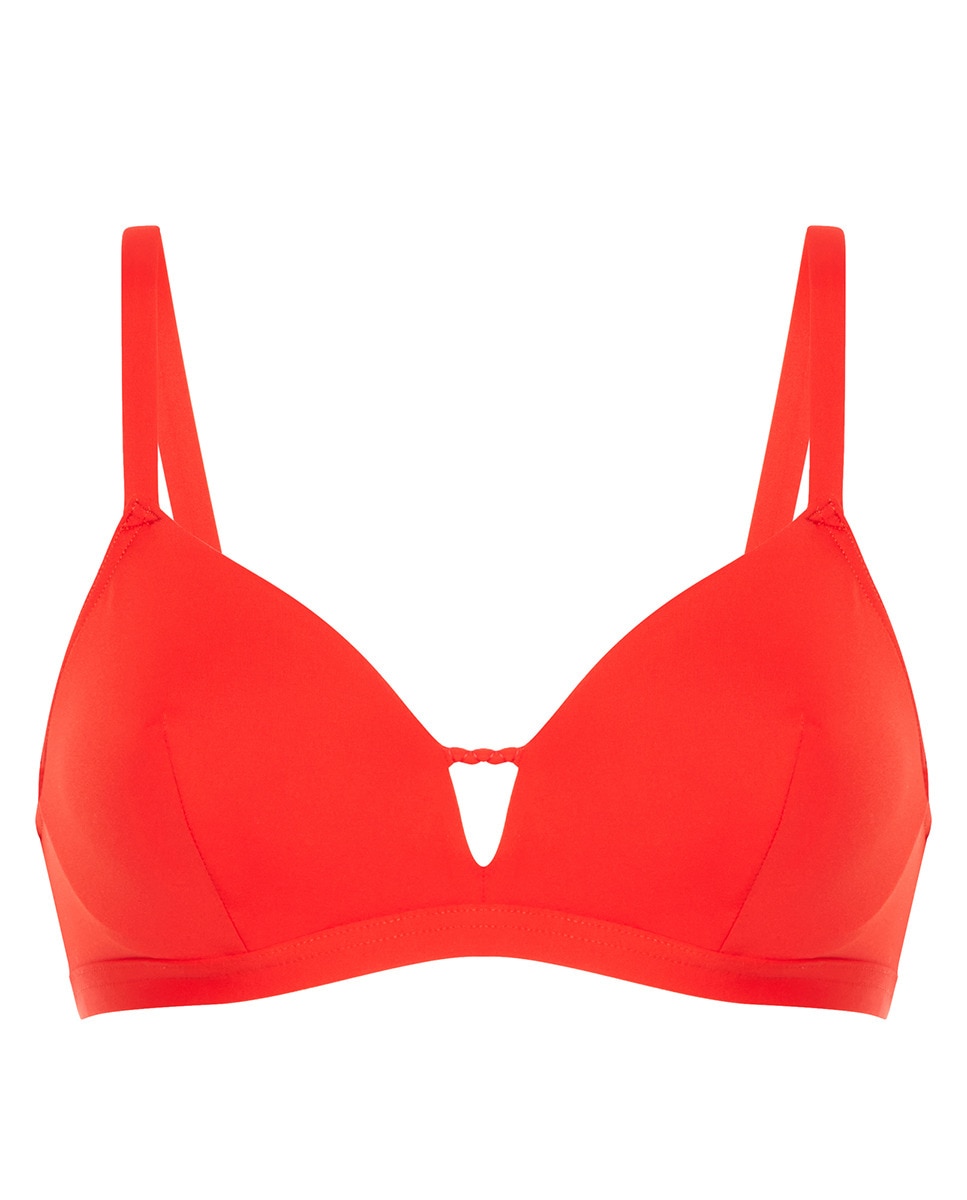 Top de Biquíni com Aros Ocultos e Forma Triangular Laranja-4