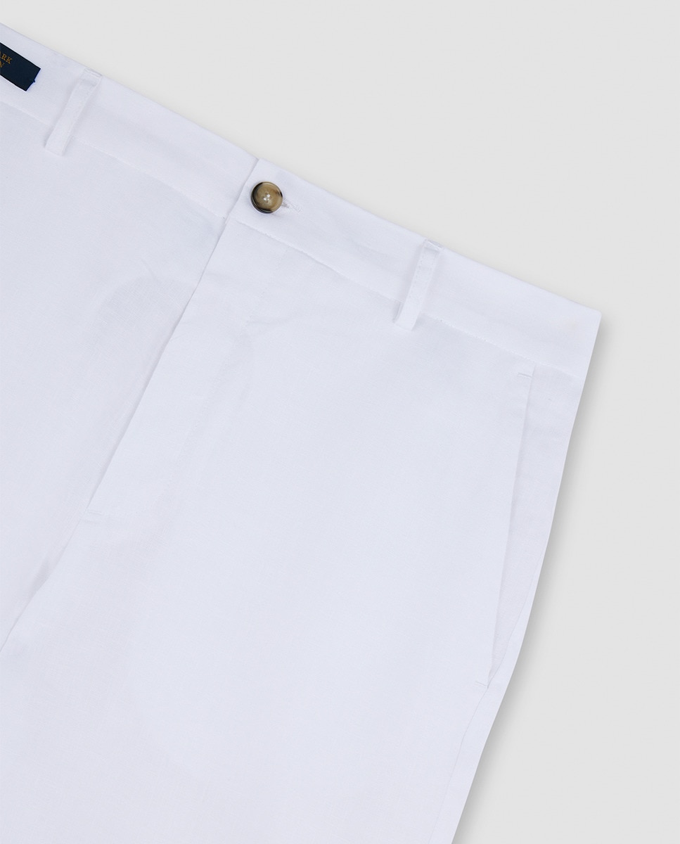 Bermudas de Linho sem Pregas Branco-6