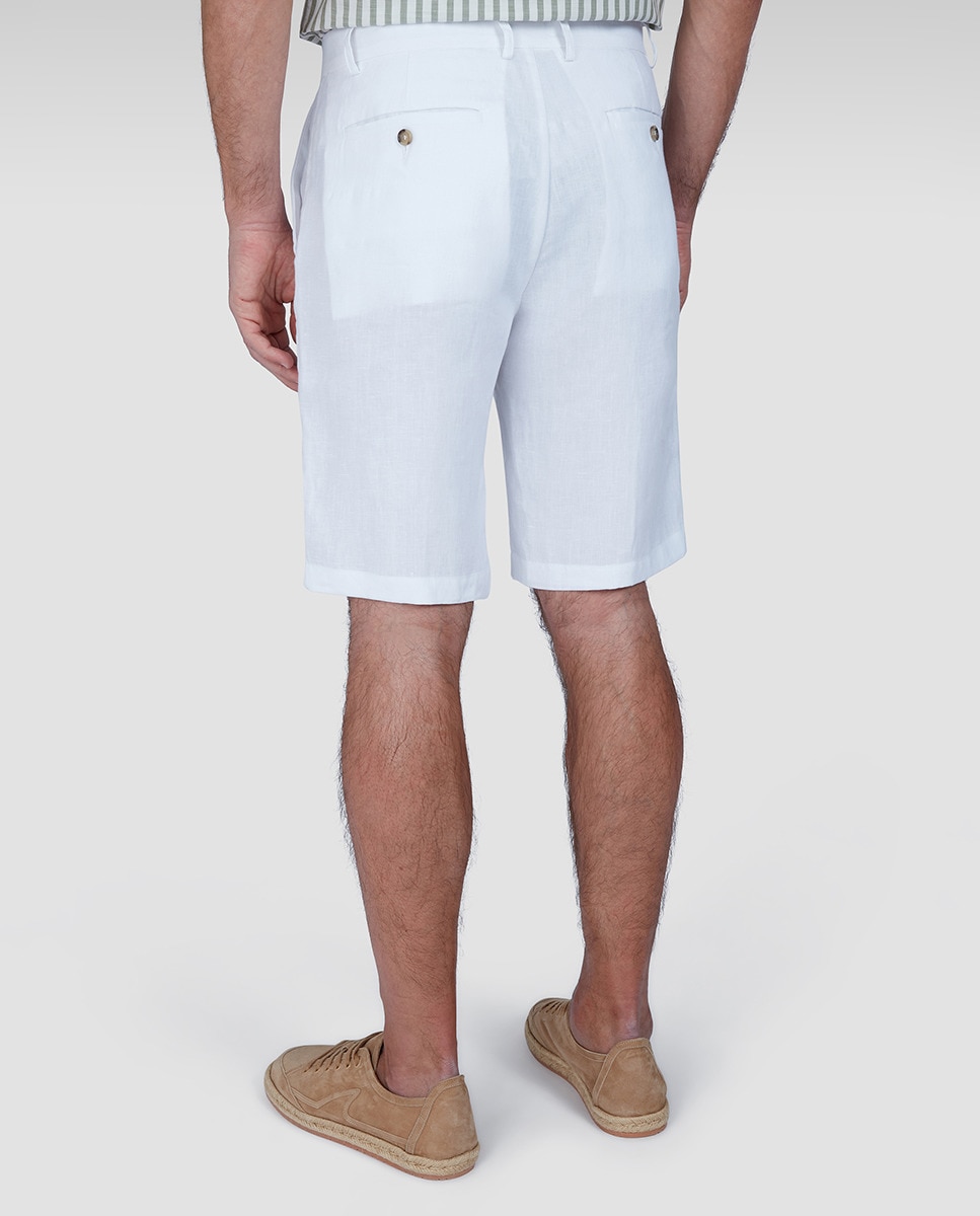 Bermudas de Linho sem Pregas Branco-3
