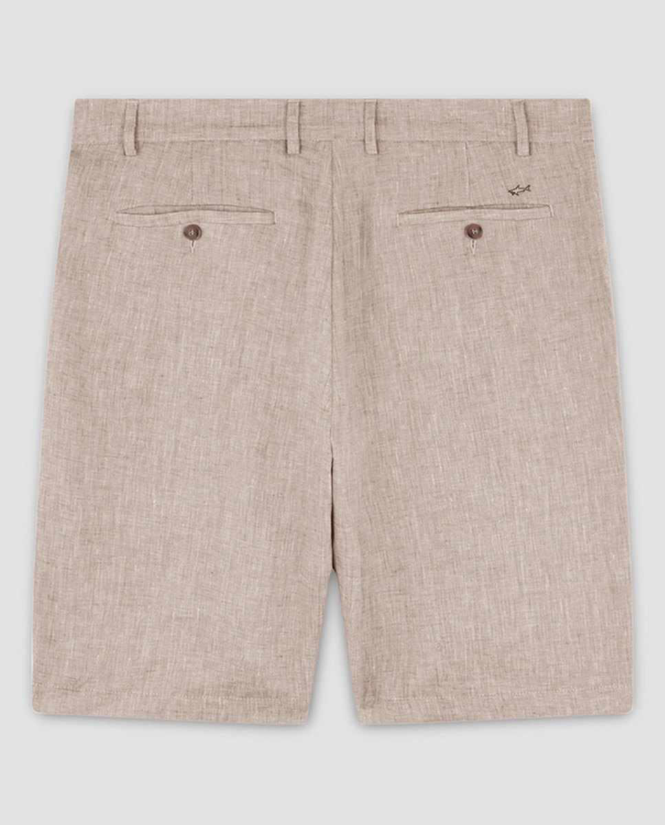 Bermudas de Linho sem Pregas Bege-6
