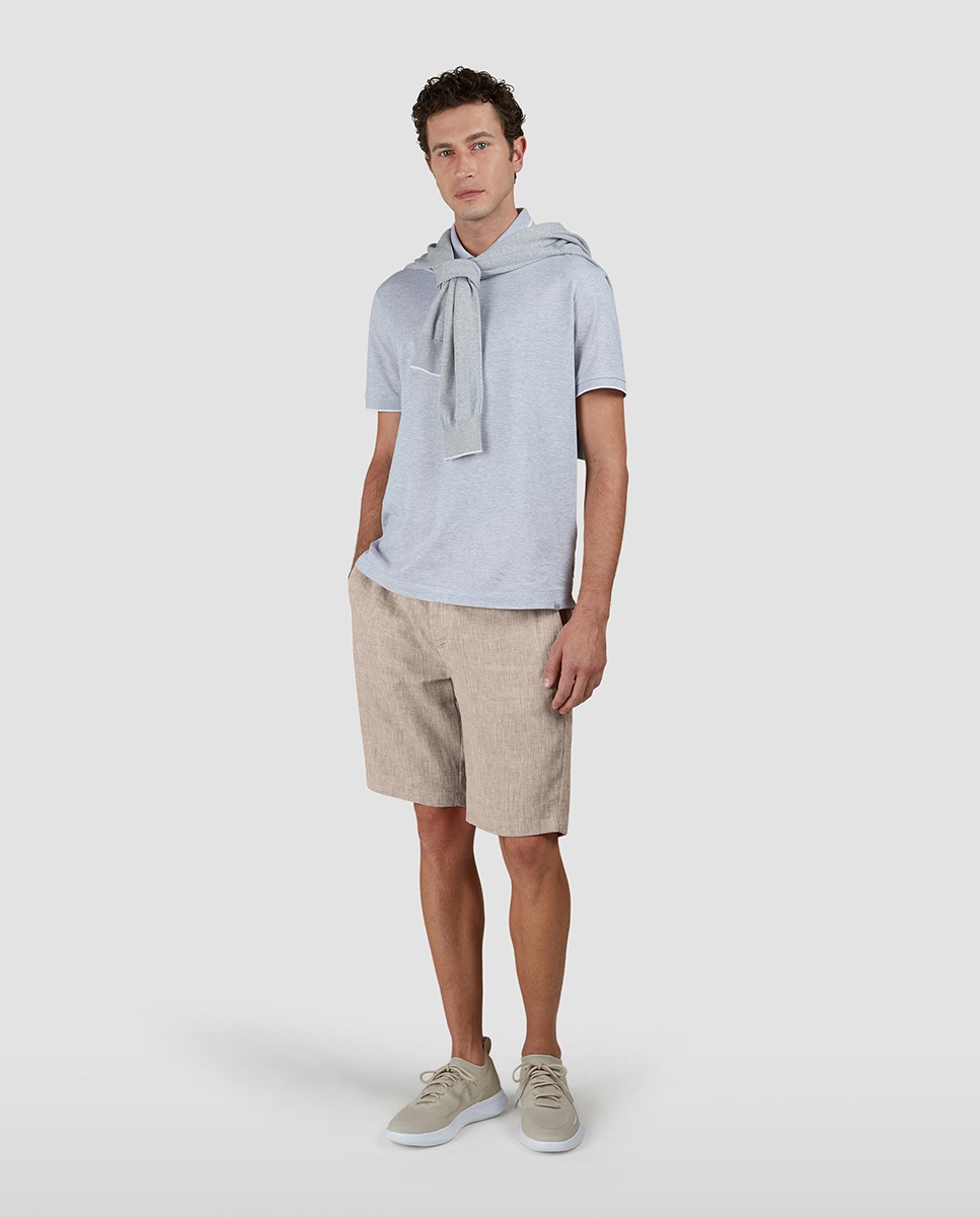 Bermudas de Linho sem Pregas Bege-1
