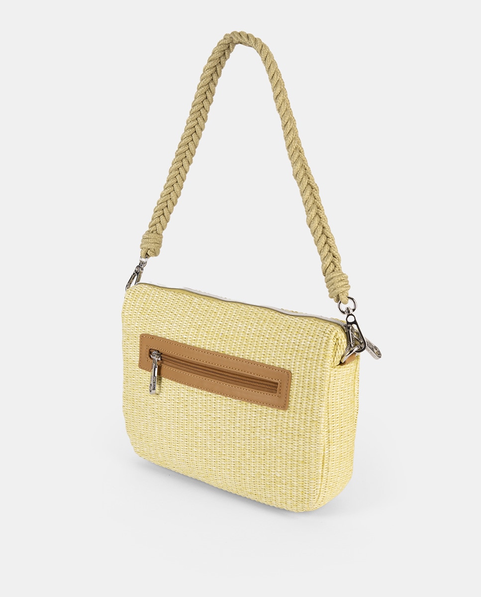 Mala de Ráfia com Alça de Corda Entrançada Verde-claro-2