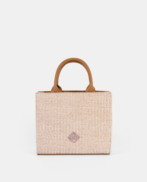 Imagen 0 de Bolso de rafia con asa de cuerda trenzada.