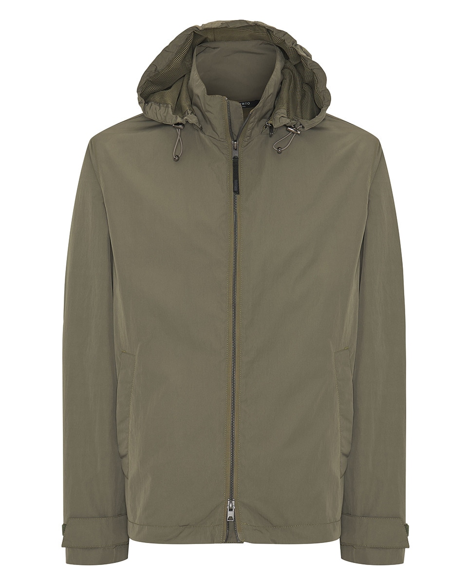 Corta-Vento Regular Fit com Capuz Desmontável Caqui-4