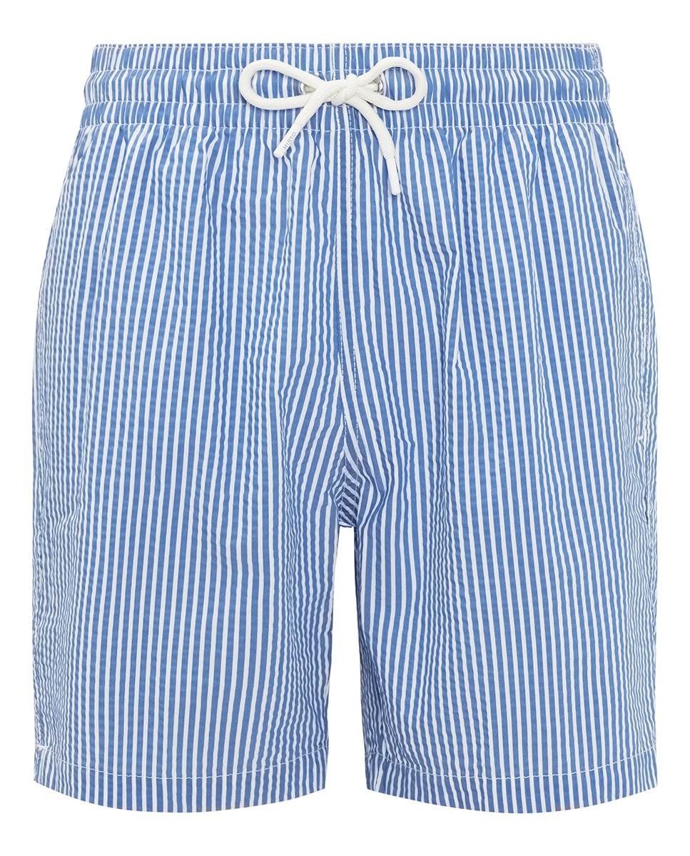 Calções de Banho em Seersucker Azul-índigo-4