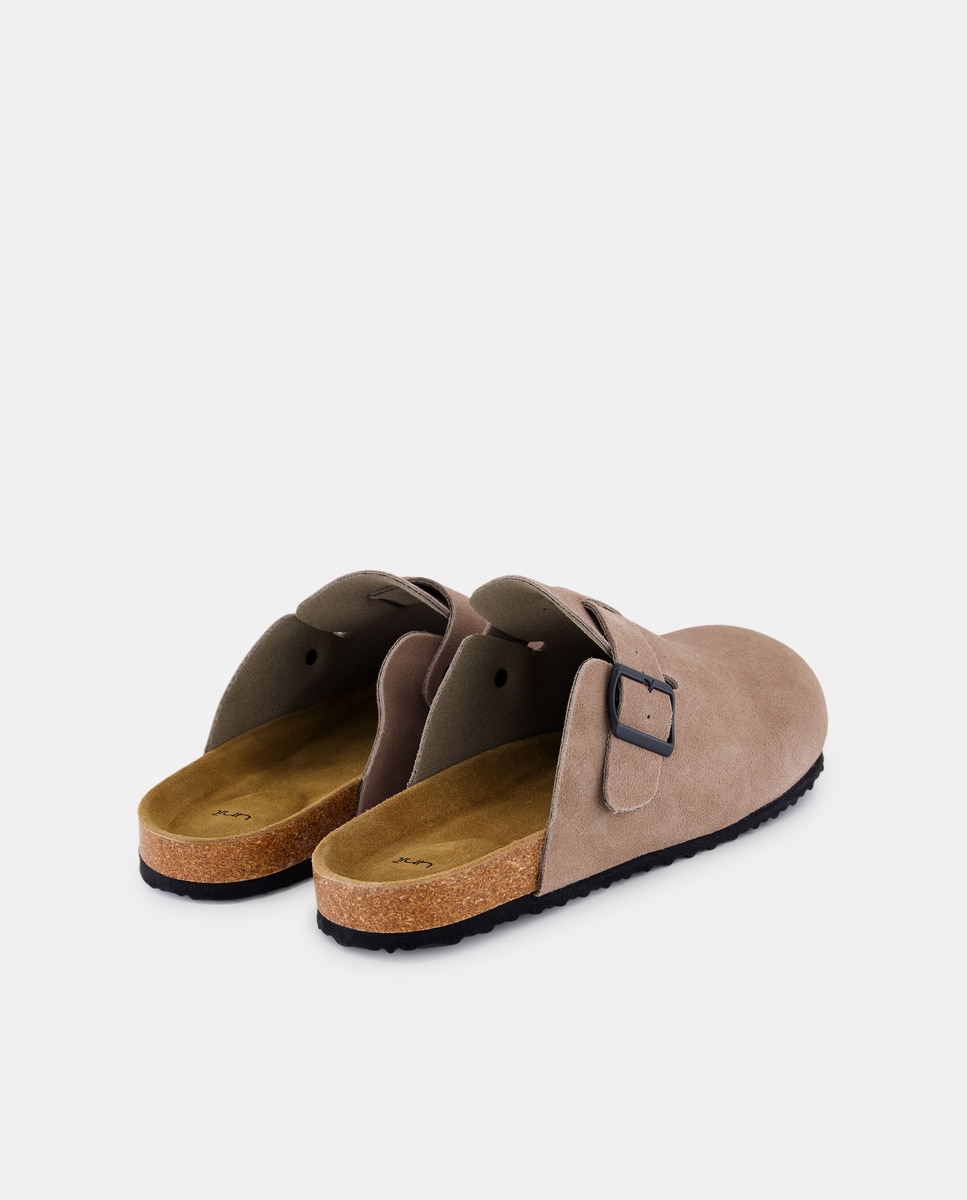Zueco de hombre serraje con piso de goma Topo-3
