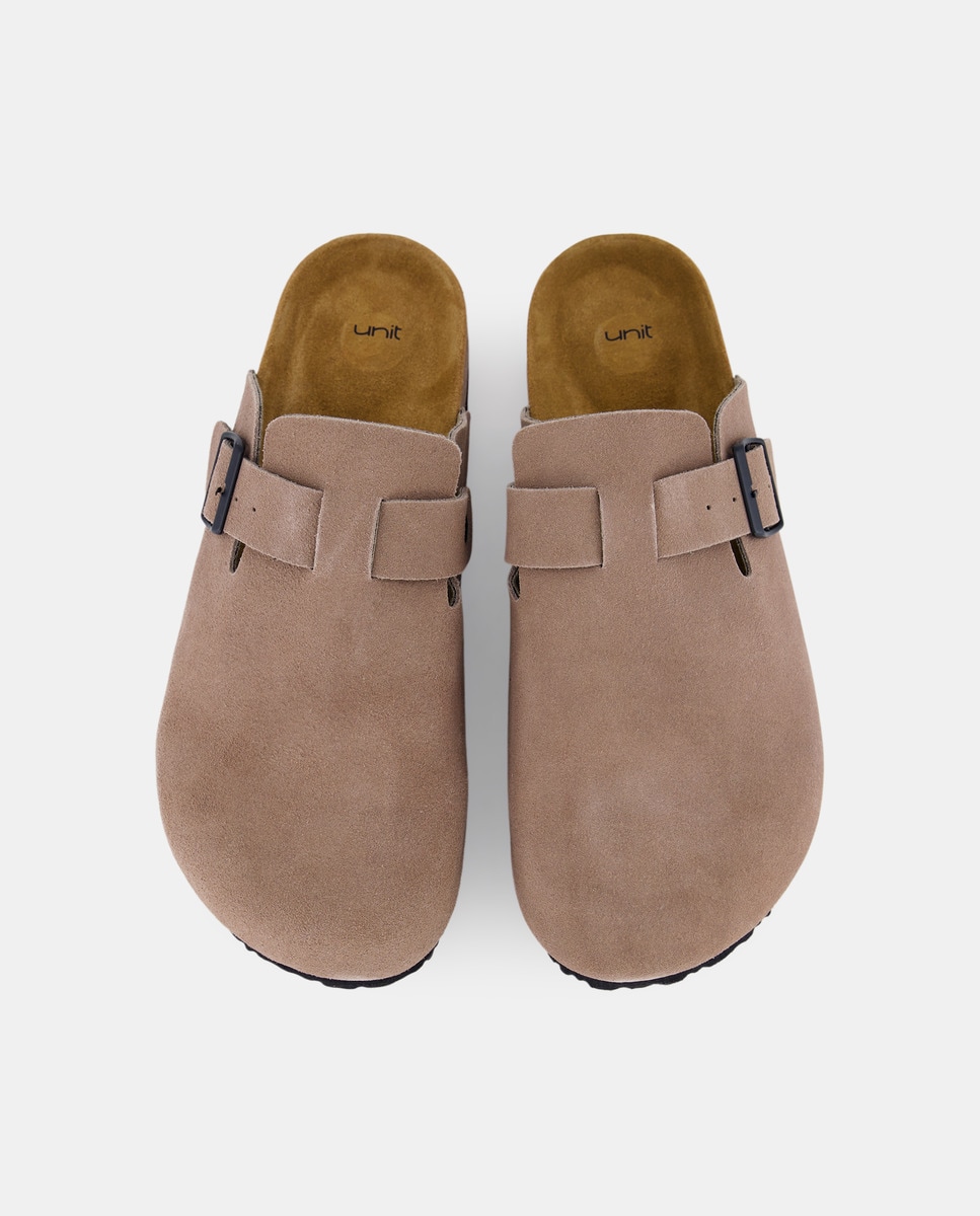 Zueco de hombre serraje con piso de goma Topo-4