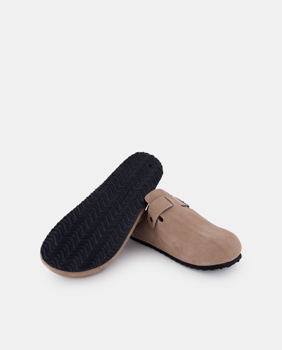 Zueco de hombre serraje con piso de goma Topo-2