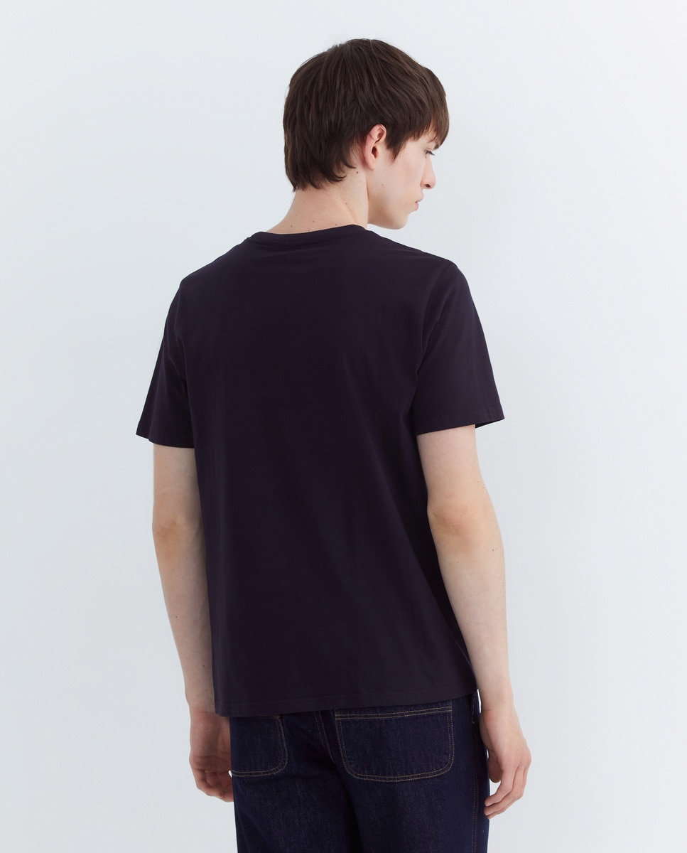 T-shirt Pocket de Manga Curta Azul-3