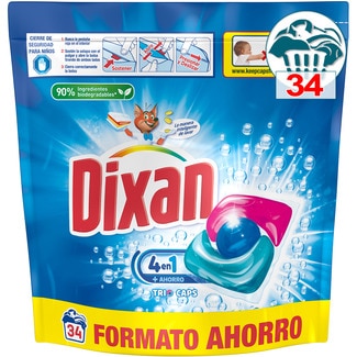 detergente cápsulas Total 3 + 1 Trio Caps bolsa 34 cápsulas - Dixan