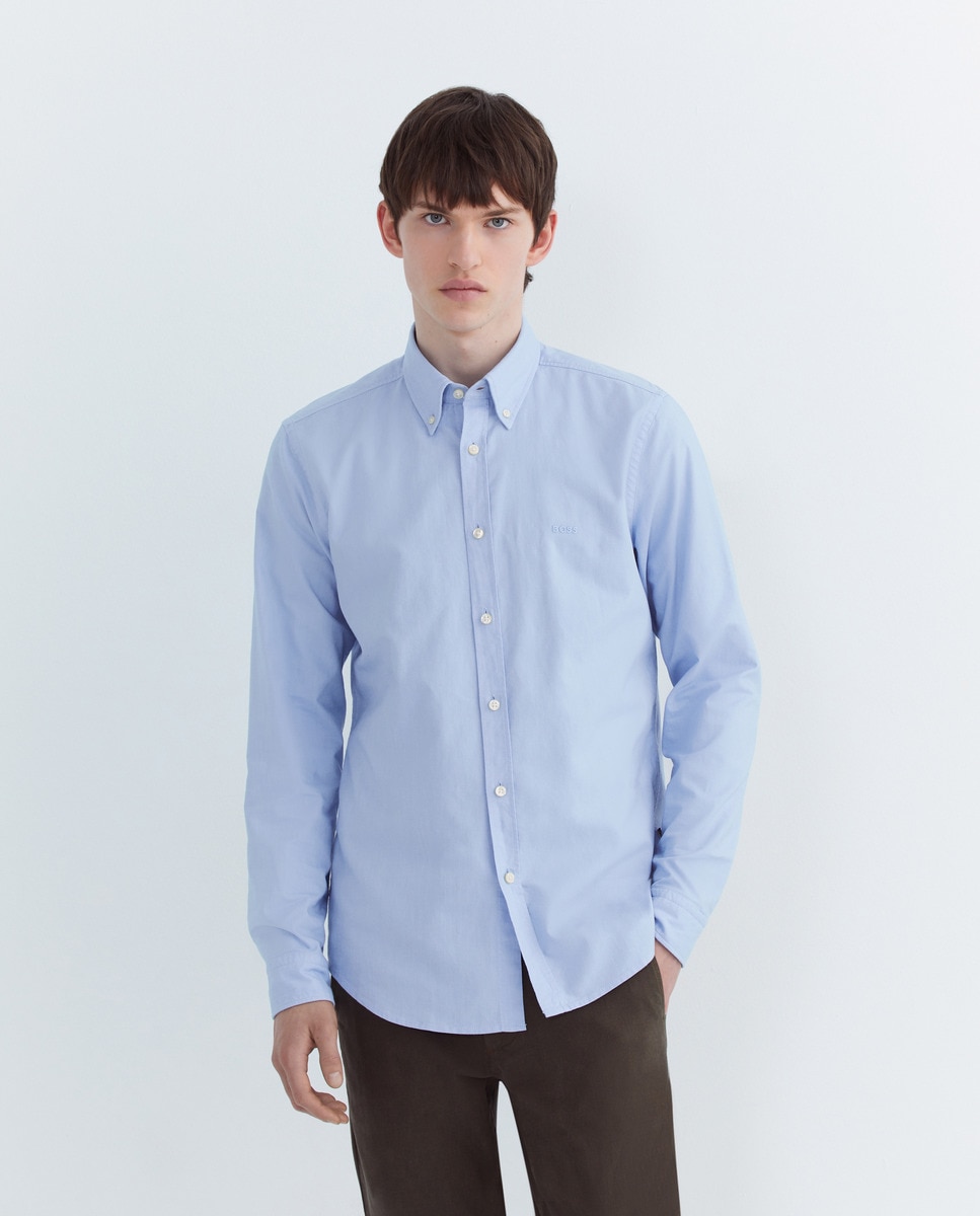 Camisa de Manga Comprida Azul-claro-1