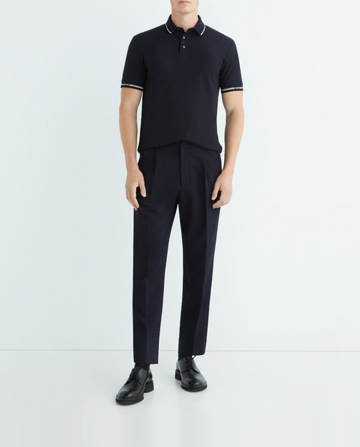 Imagen 0 de Polo de hombre en piqué con detalle de logo en mangas