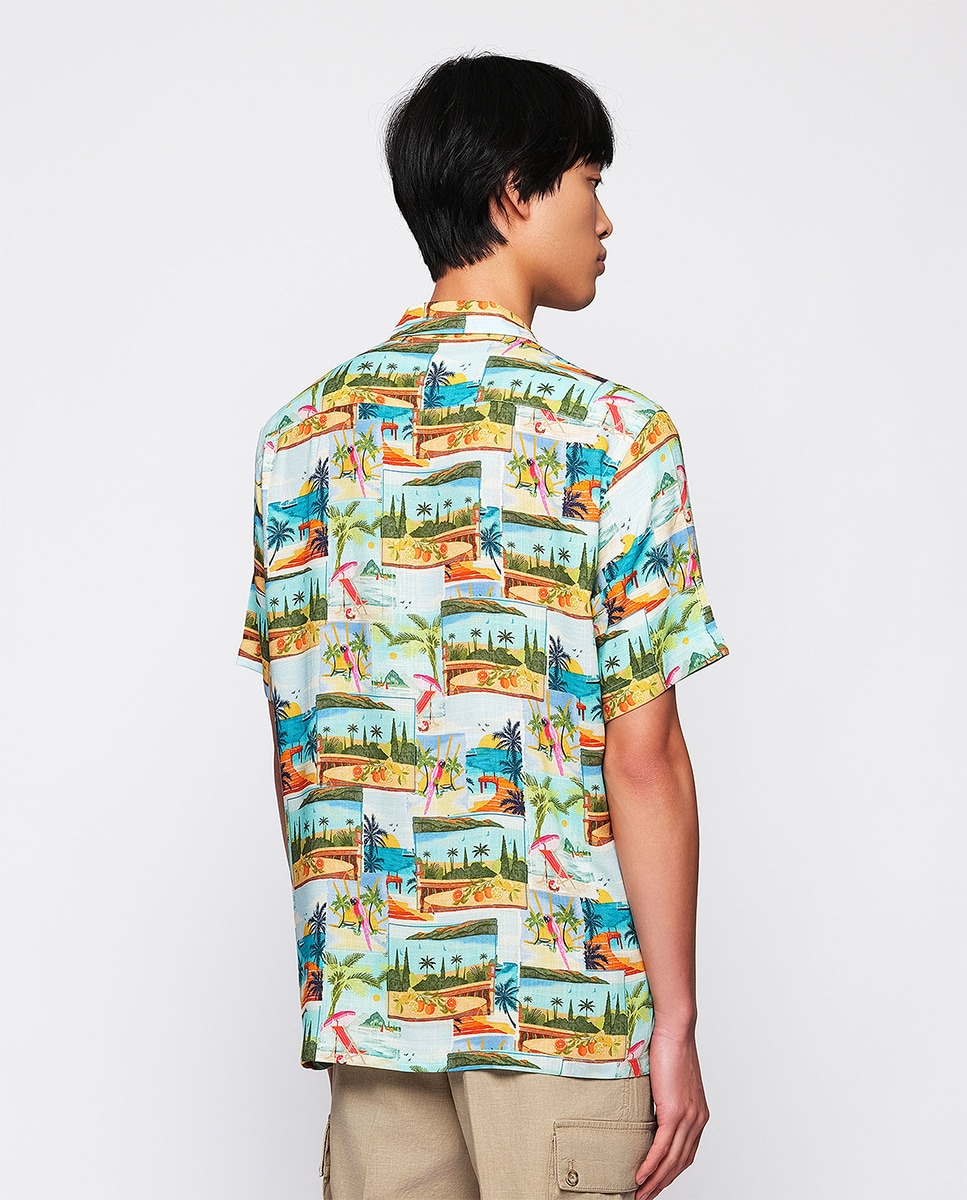 Camisa Havaiana Estampada com Manga Curta Multicolor-2