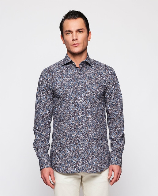 Imagem 0 de Camisa Casual Estampada com Manga Comprida Tamanhos Grandes