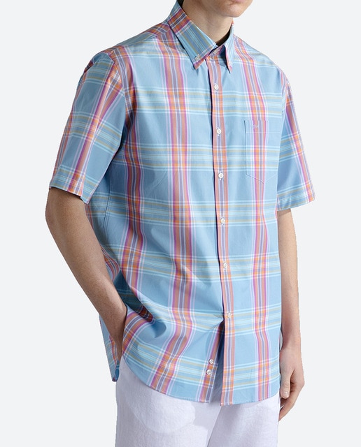 Imagen 0 de Camisa de hombre manga corta cuadros multicolor